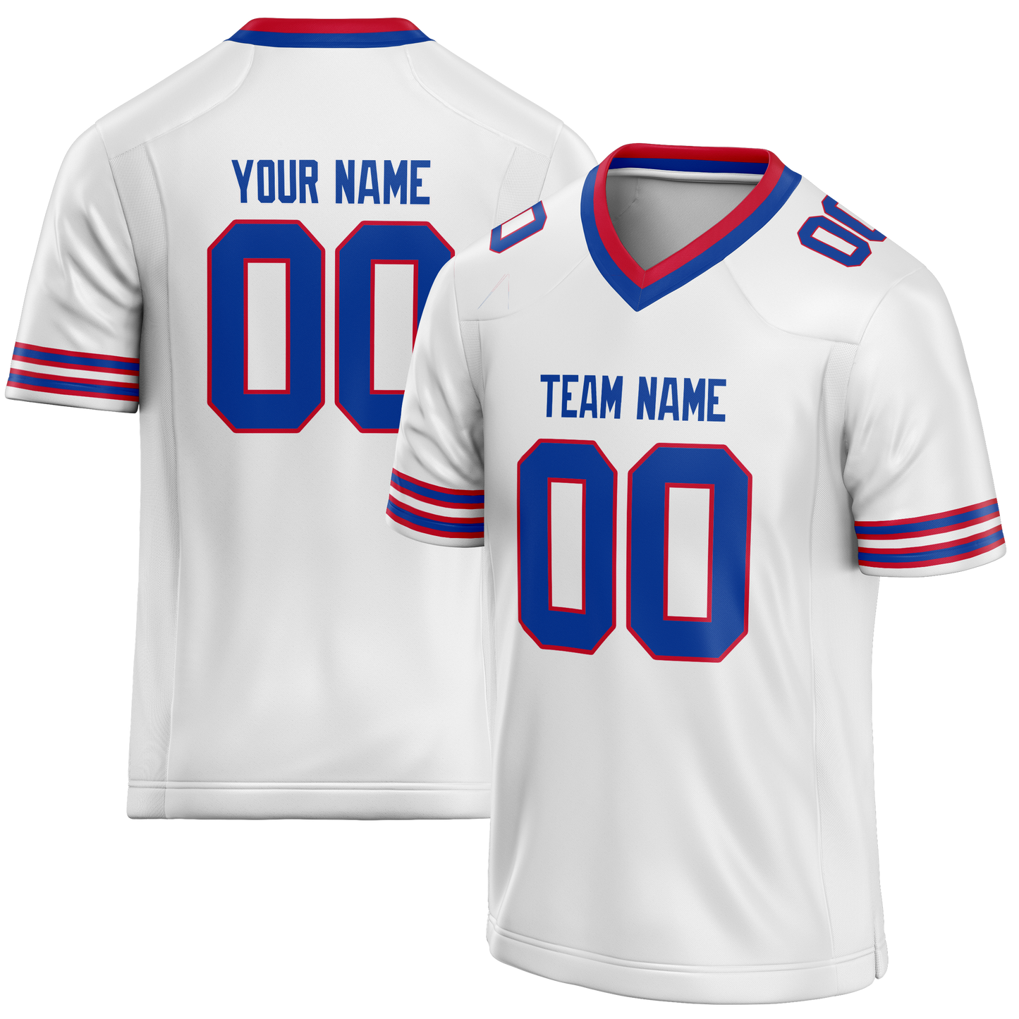 Custom White & Blue Colors Design Sports Football Jersey