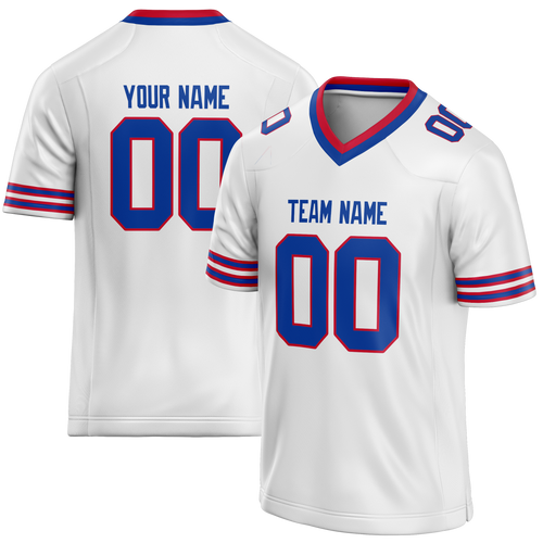 Custom White & Blue Colors Design Sports Football Jersey