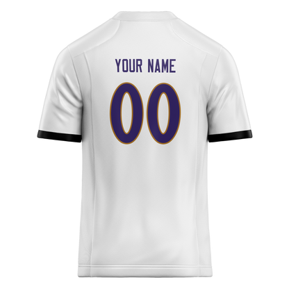 Custom White & Dark Purple Colors Design Sports Football Jersey