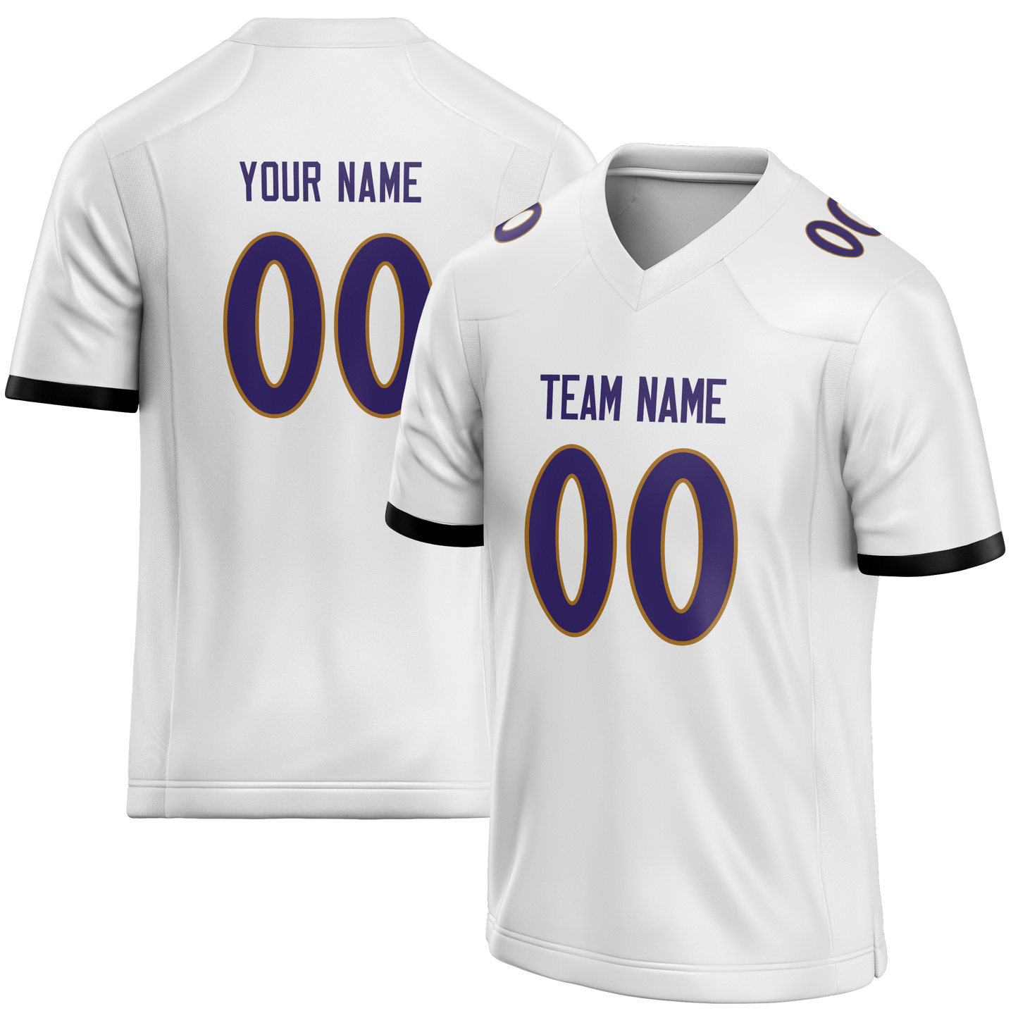 Custom White & Dark Purple Colors Design Sports Football Jersey