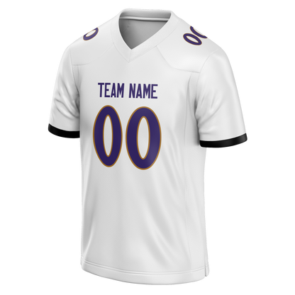 Custom White & Dark Purple Colors Design Sports Football Jersey