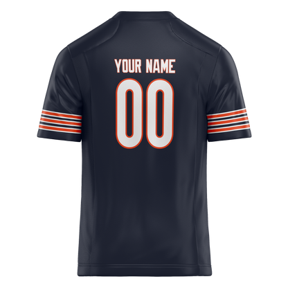 Custom Navy Blue & Orange Colors Design Sports Football Jersey