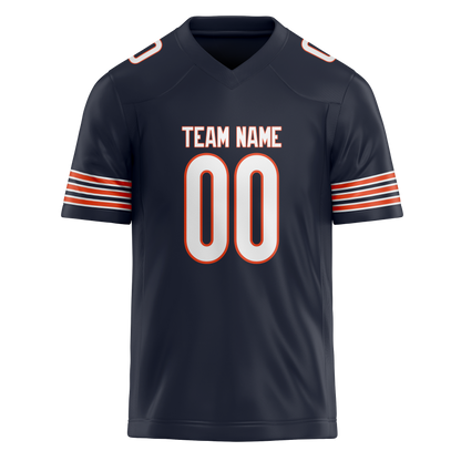 Custom Navy Blue & Orange Colors Design Sports Football Jersey