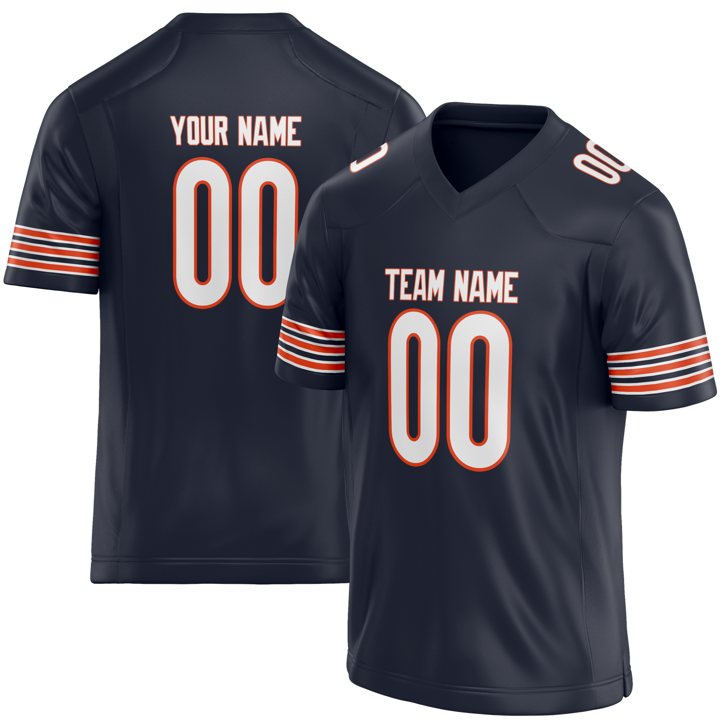 Custom Navy Blue & Orange Colors Design Sports Football Jersey