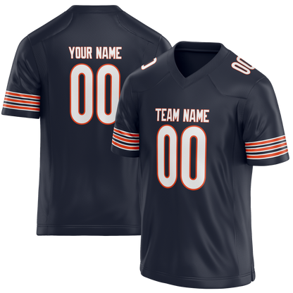 Custom Navy Blue & Orange Colors Design Sports Football Jersey