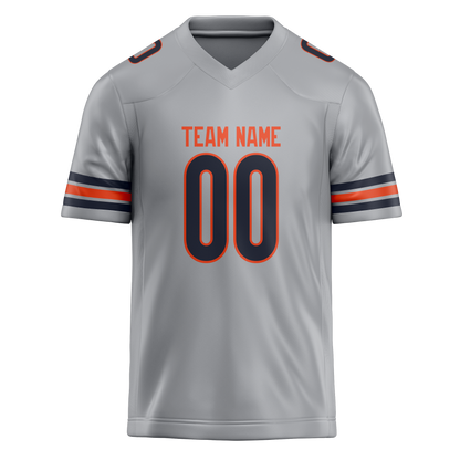 Custom Silver & Orange Colors Design Sports Football Jersey