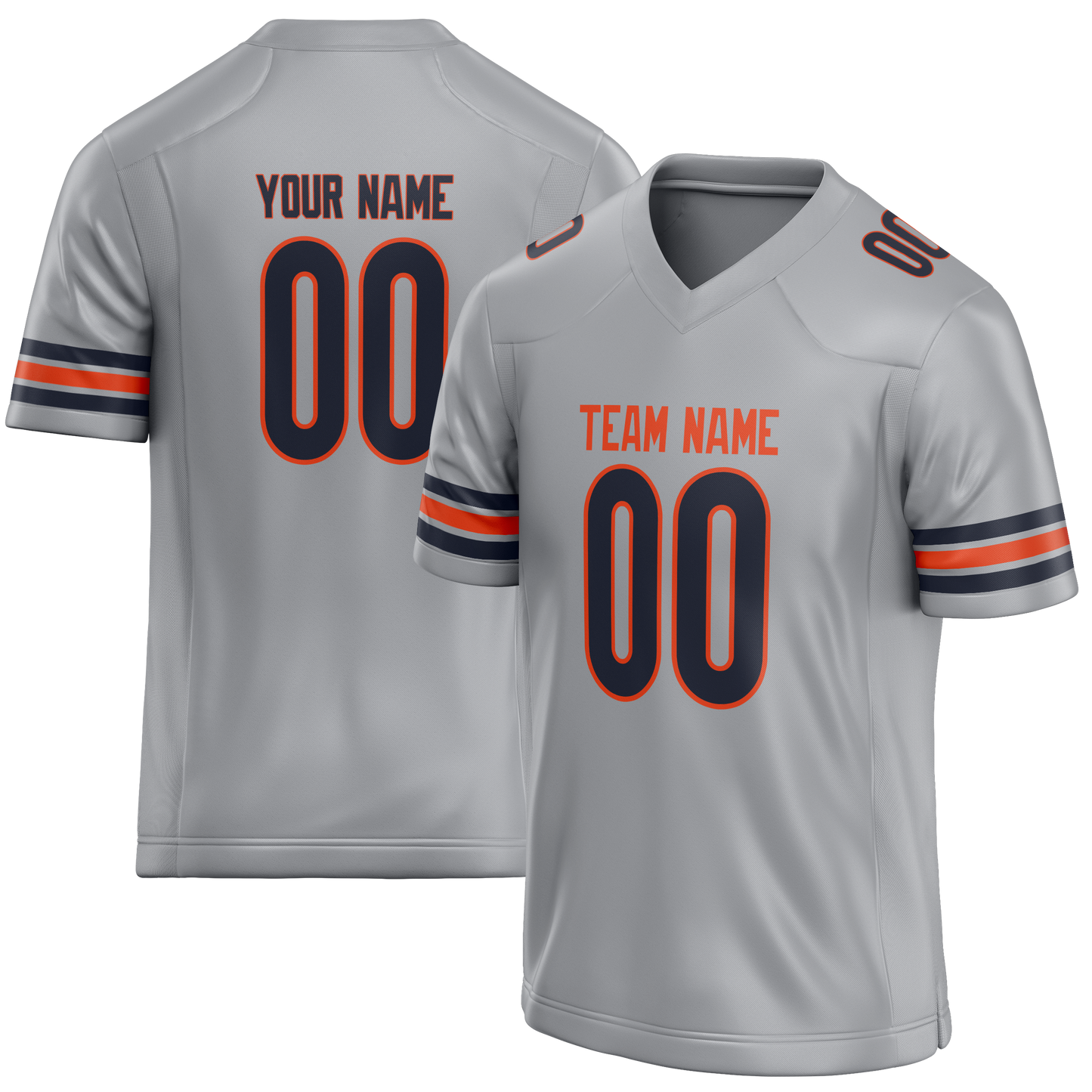 Custom Silver & Orange Colors Design Sports Football Jersey
