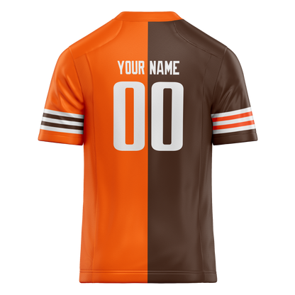 Custom Brown & Light Orange Colors Design Sports Football Jersey
