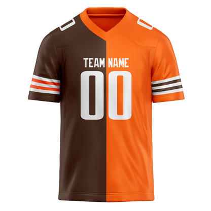 Custom Brown & Light Orange Colors Design Sports Football Jersey