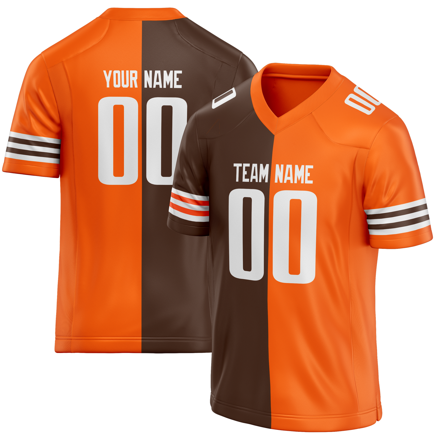 Custom Brown & Light Orange Colors Design Sports Football Jersey