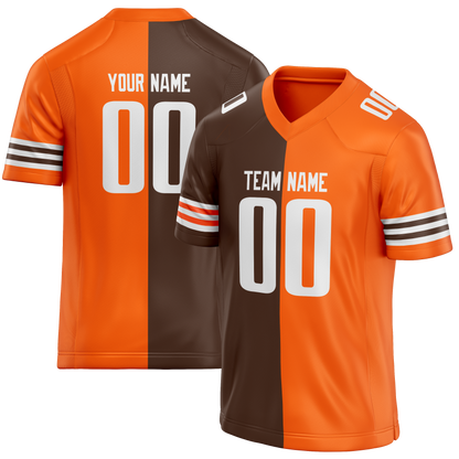 Custom Brown & Light Orange Colors Design Sports Football Jersey