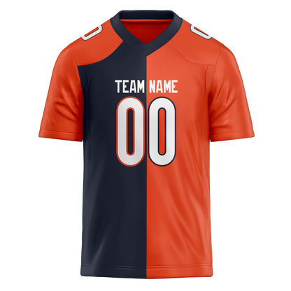 Custom Orange & Navy Blue Colors Design Sports Football Jersey